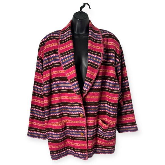 Vintage Gym Tonic Collection Jacket Women’s OS Wool Southwestern Striped Sweater - Picture 1 of 8